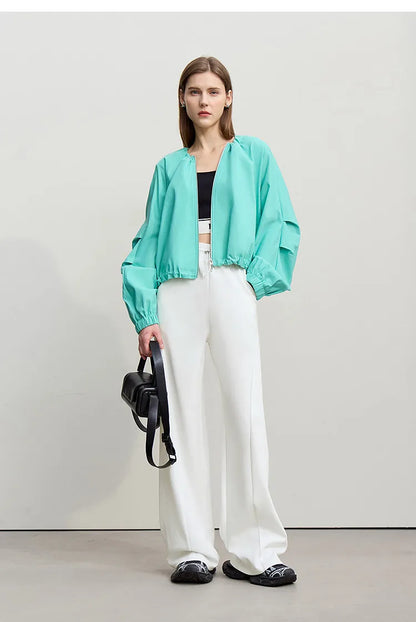Amii Cotton Pants For Woman 2026 Autumn New Adjustable Rubber Band Waist Casual Pants Long Wide Leg Knit Women Trousers 12641040
