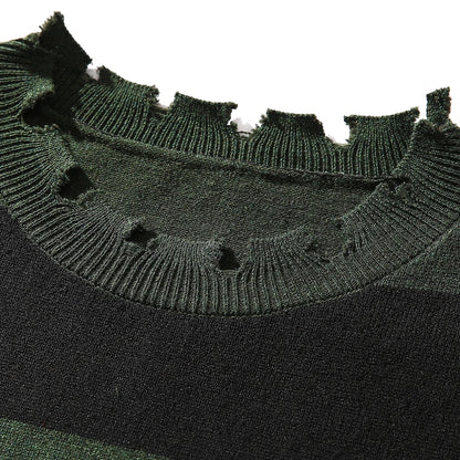 Men's New Autumn and Winter Warm Knitwear, Pullover Striped Knit Sweater