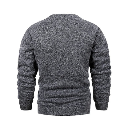 Men's Warm Crew Neck Sweatshirt Fleece Lined Thermal Pullover Autumn Winter Fashion Casual Sweater Loose Knit Long Sleeve Hoodie
