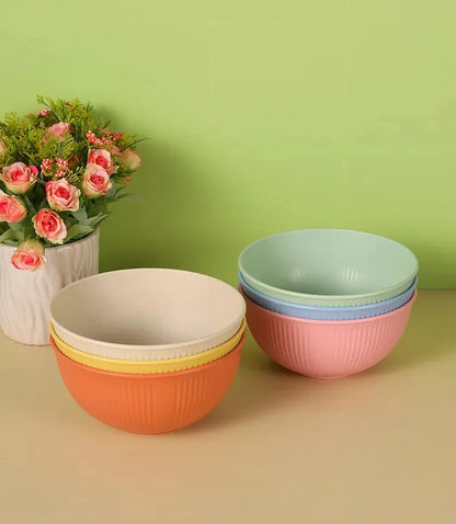 Eco-Friendly Wheat Straw Dinnerware Set - 4pcs Plates Cups Bowls for Home  Outdoor Use