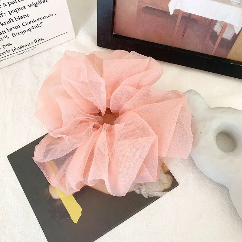 Summer Organza Silk Scrunchies Elastic Hair Bands for Women Fashion Hair Rope Ponytail Holder Ties Girl Hair Accessories