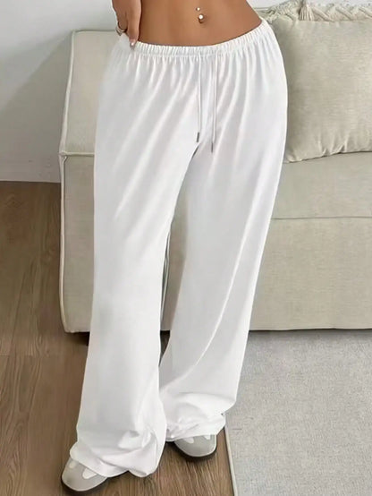 Ladies' Casual Wide Leg Jogging Pants, Drawstring Elastic Waistband, Comfortable Loose Fit, Spring/Summer/Autumn Styles