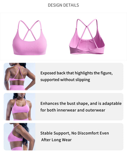 Sports wrap bra; Yoga bra; Women's fitness top; Running sports vest; Backless bra; High support sportswear; Fitness training rac