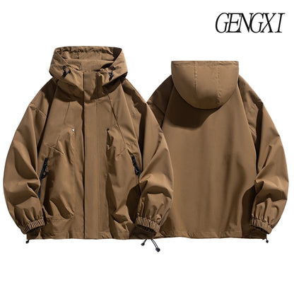 Windproof Waterproof Jacket - Plus Size Workwear Coat With Breathable Zipper Closure