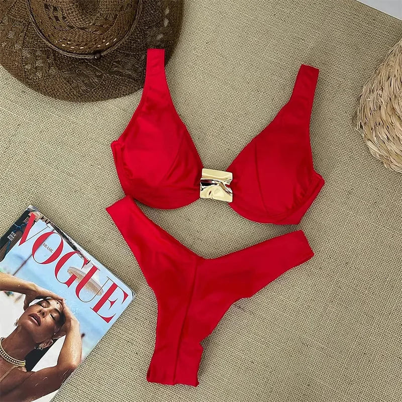 Push Up Swimwear - Sexy Brazilian Bikini Set With High Waist Two Piece Bathing Suit