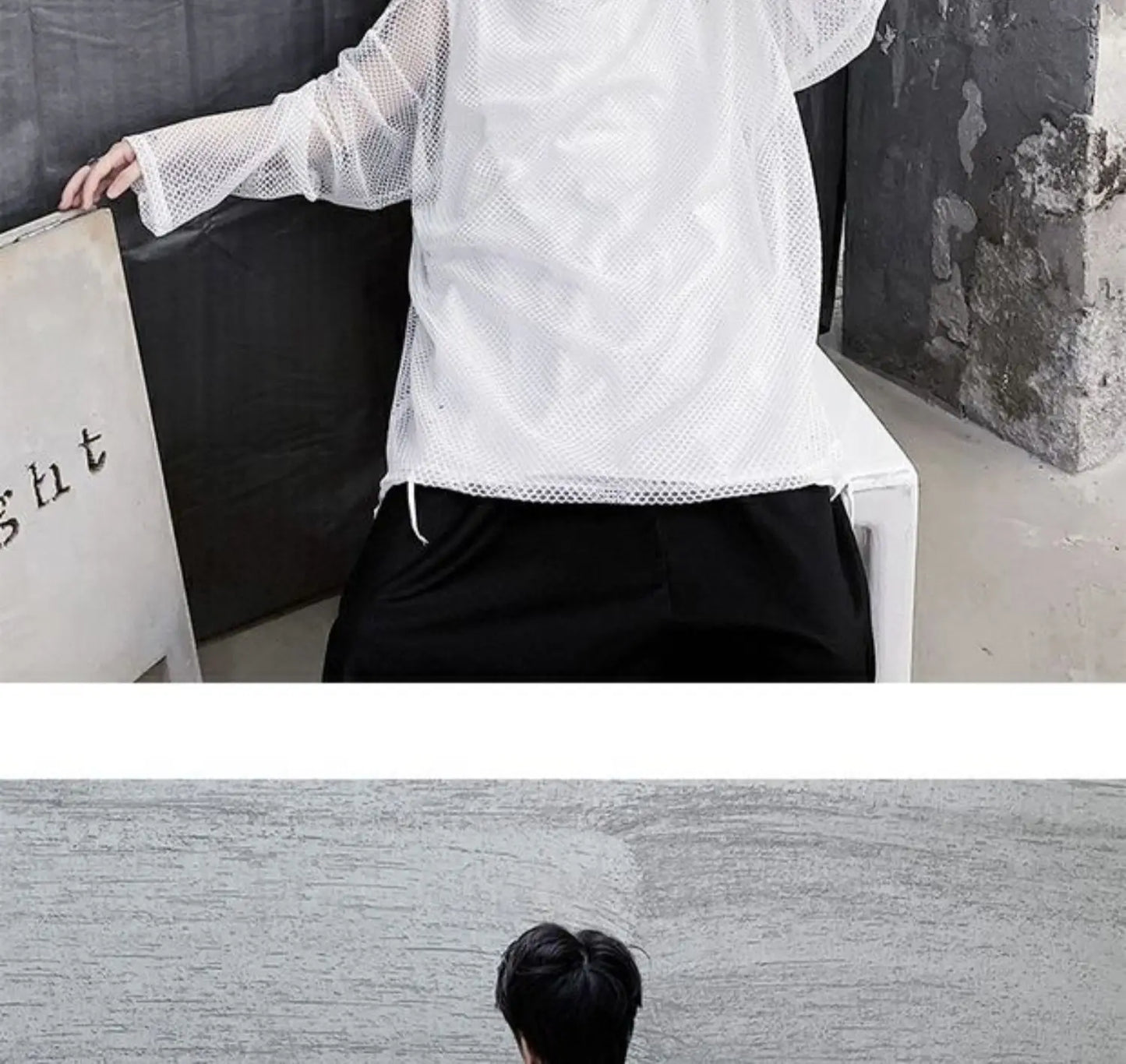 2024 Summer Dark Hollowed Out Mesh Hoodies T-shirt For Men Women Long Sleeves Loose Hooded Mesh Transparent Shirts