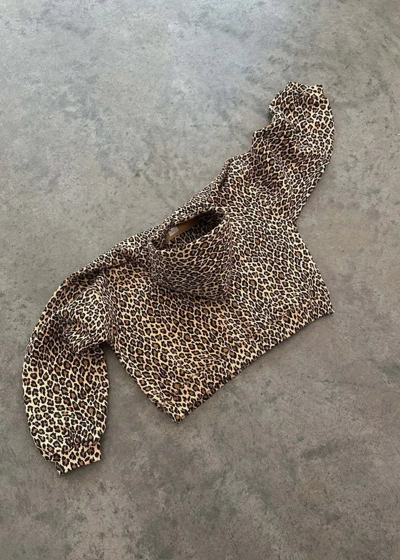 Y2K Leopard Print Hoodie – Unisex Harajuku Hip Hop Style Zip-Up Pullover Sweatshirt for Couples