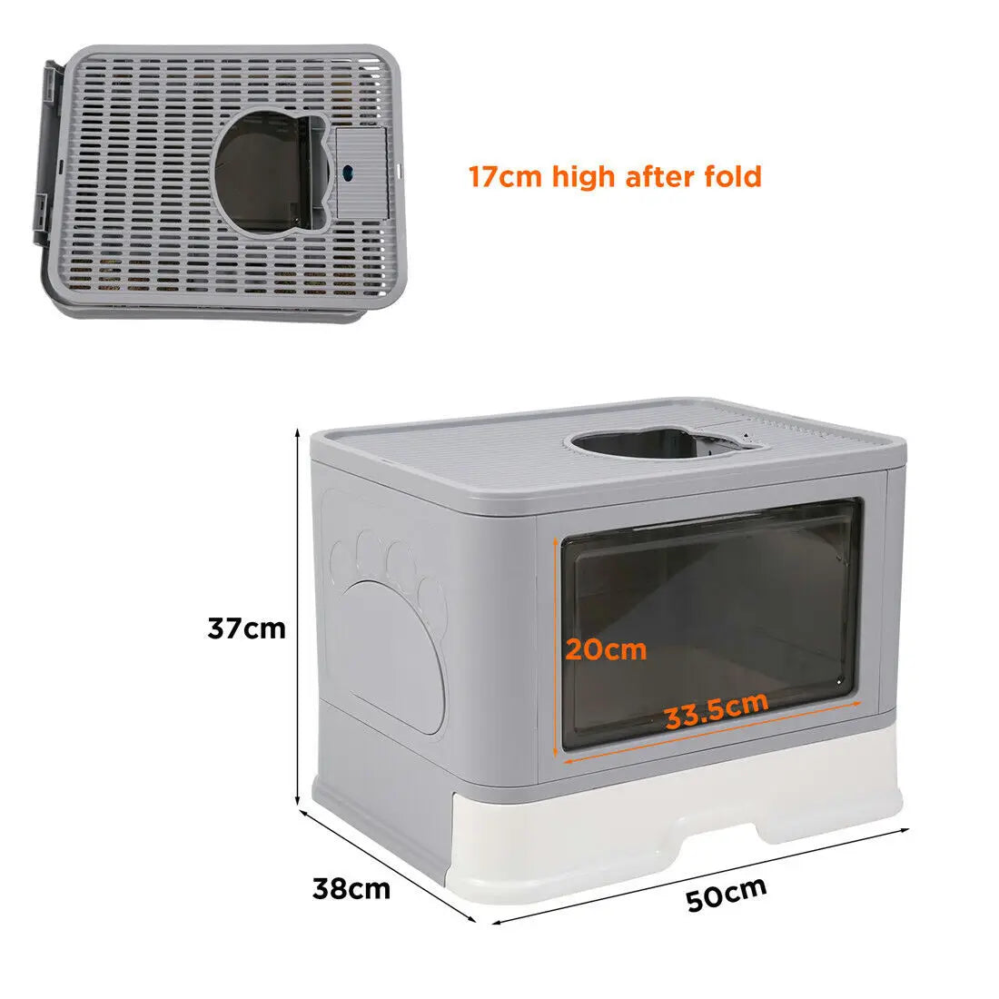 Foldable Cat Litter Box - Enclosed Front Entry  Top Exit Toilet with Massager Scoop - ZOOMNSTORE