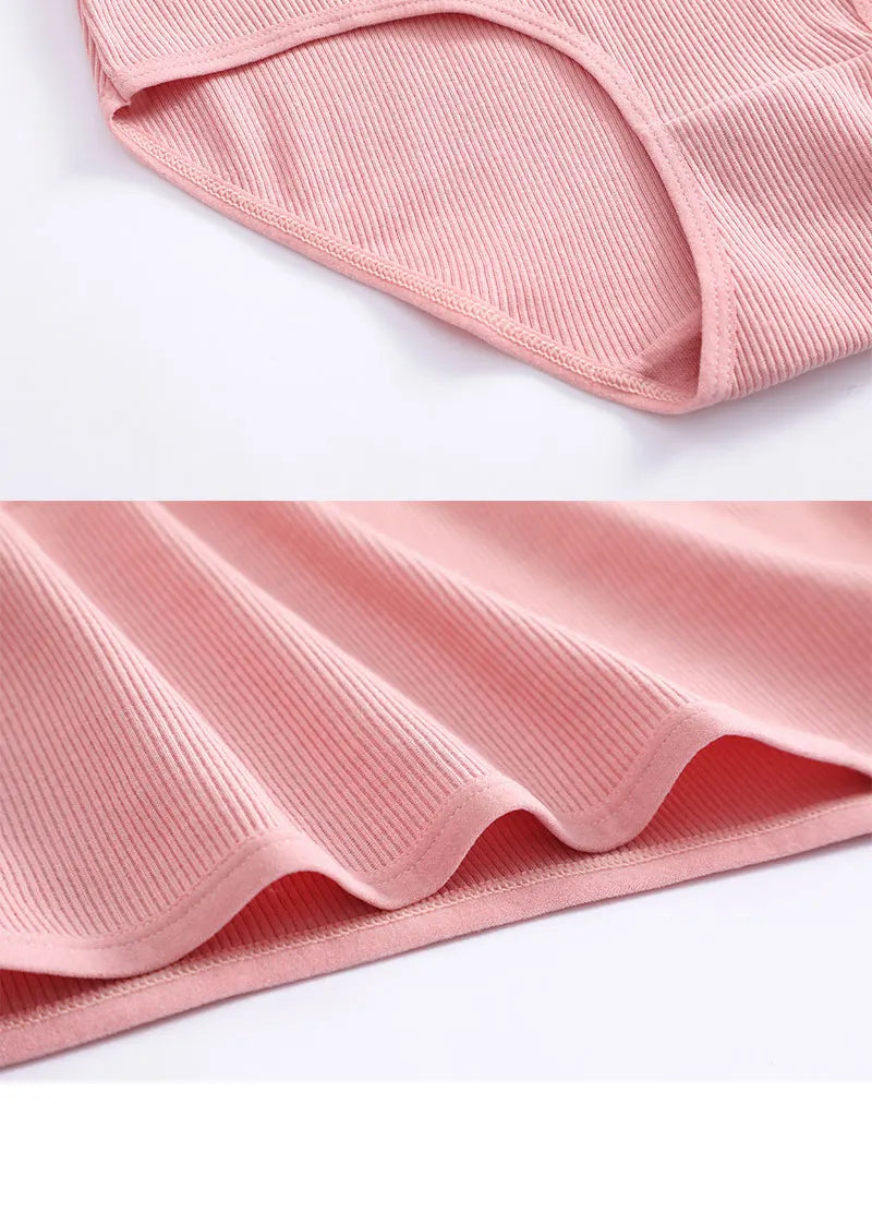 FINETOO 4 Pieces High Waist Women's Unicolor Seamless Panties Oversized Women's Underwears Solid Color S-XXL Cotton Pantys