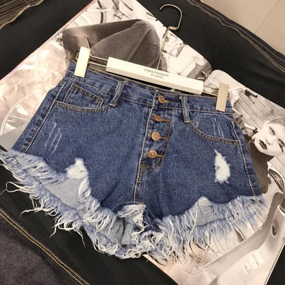 Women's Raw-Edge Denim Shorts – High-Waist Wide-Leg Jean Shorts (Plus Size)