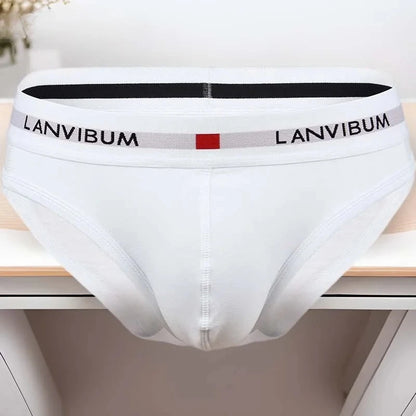3pcs Men's Pure Cotton Low Waist Elastic Sexy Loose Breathable Youth Pant Headband Underwear Summer Cotton Briefs