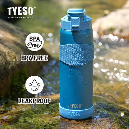 TYESO Vacuum Insulated Bottle 304 Stainless Steel Portable Sports Water Bottle with Straw for Travel Cycling& Outdoor Activities