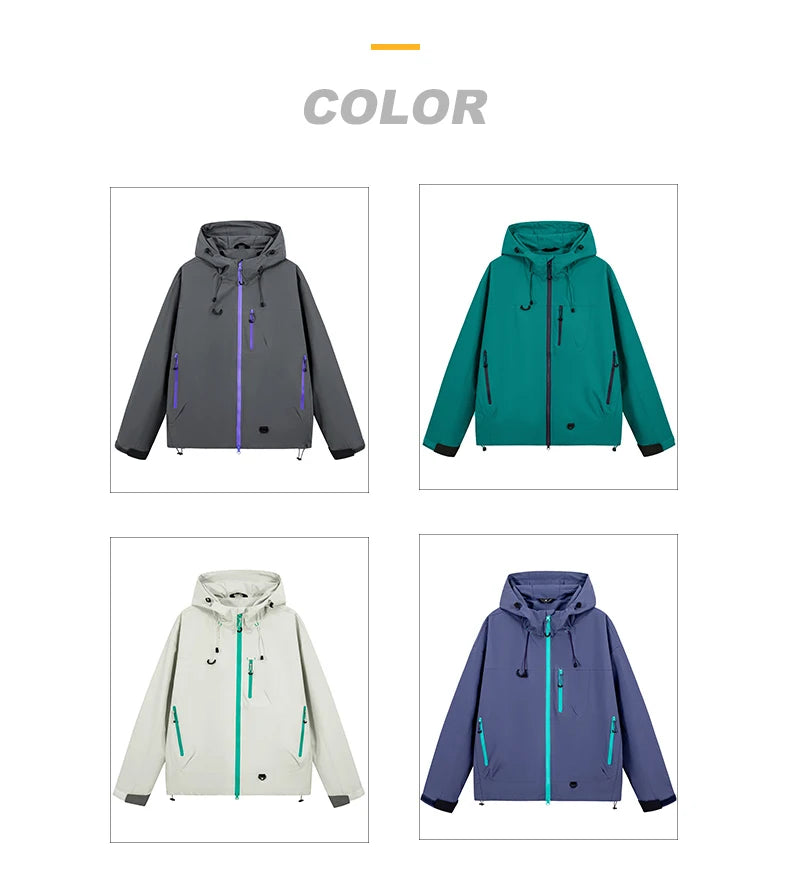 Waterproof Hiking Jacket – Lightweight Polyester Windbreaker With Storm Hood
