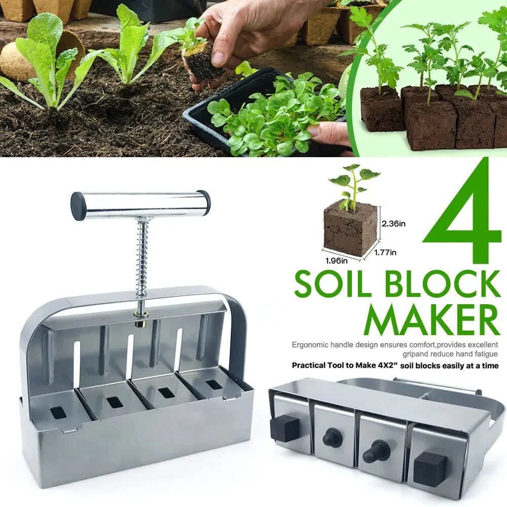 Handheld Soil Block Maker - 2 Inch Seedling Tool for Greenhouse Gardening - ZOOMNSTORE
