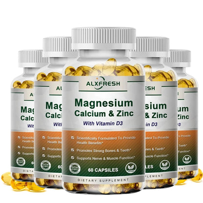 Alxfresh Calcium 1000mg Magnesium 400mg Zinc 25mg Vitamin D3 600 IU | Immune & Bone Nerve Support Health | Non-GMO | Gluten Free