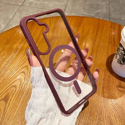 For Magsafe Wireless Charge Case for Samsung Galaxy S26 S25 FE S22 S23 Plus S24 Ultra Clear Shockproof Magnetic Bumper Cover