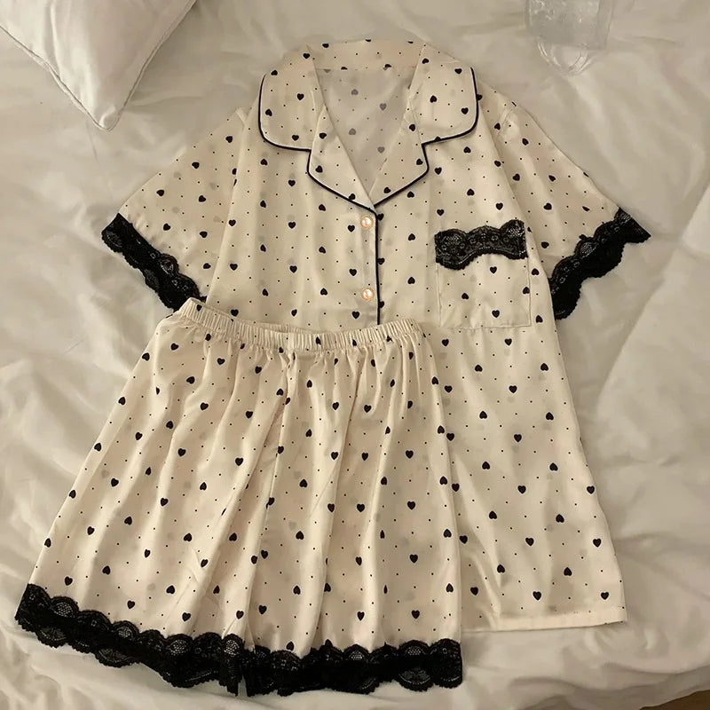 New Women's High-End Fresh Ins Style Pajamas, Women's Short-Sleeve and Shorts, Summer Thin French-Style Home Wear Summer Set