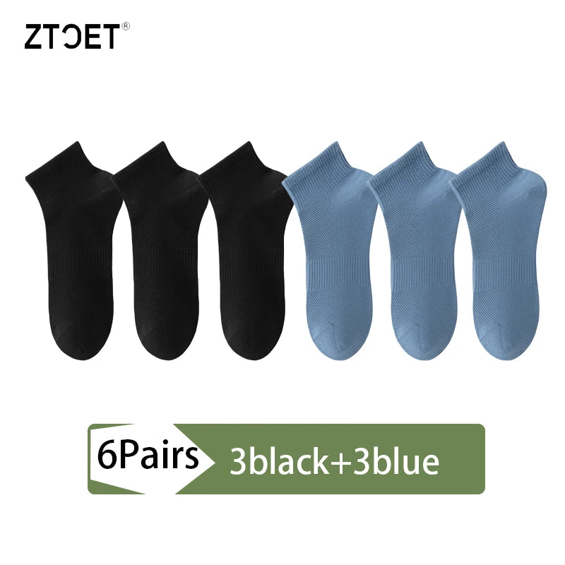High Quality 6Pairs Men Socks Short Combed Cotton Mesh Breathable Odor proof and antibacterial Spring Summer for Male sock New