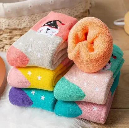 5 Pairs/Lot Kids Scoks Autumn Winter Kids Warm Thicken Cotton Socks Unisex Boys Girls Cute Cartoon Animal Socks