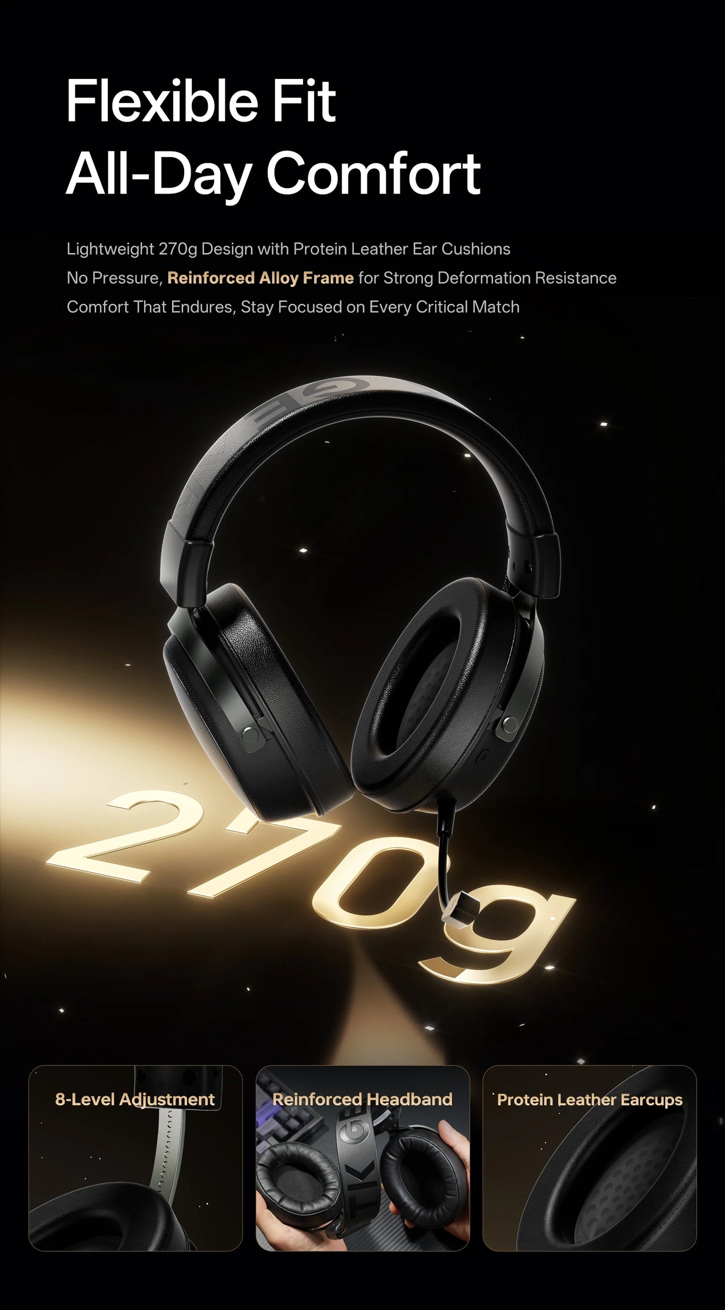 ATK M1 Game Headset Three Mode Wireless Headworn PS5  PC Gaming Headset Microphone Virtual 7.1 Surround Noise Reduction Headset