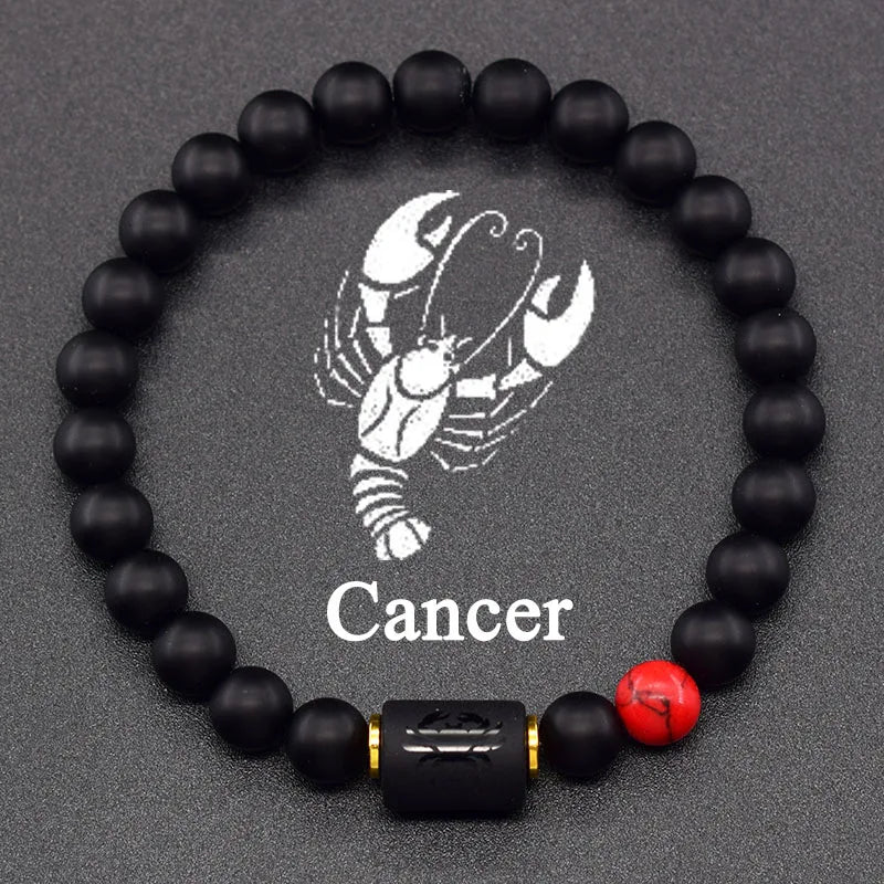 12 Zodiac Constellation Signs Bracelets for Men Women Real Natural Tiger Eye Stone Bead Bracelet Leo Taurus Charm Couple Jewelry