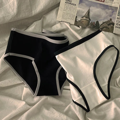 3PCS Women's Cotton Panties Simple Casual Mid-rise Seamless Briefs High-stretch Underwear Comfortable Breathable Underpanties