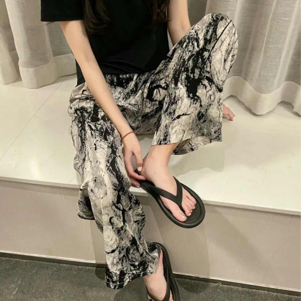 Women Cotton Casual Trousers Summer Loose Pajamas Home Pants Thin Wide Leg Pants Fashion Oversized Sleep Bottoms Korean Pants