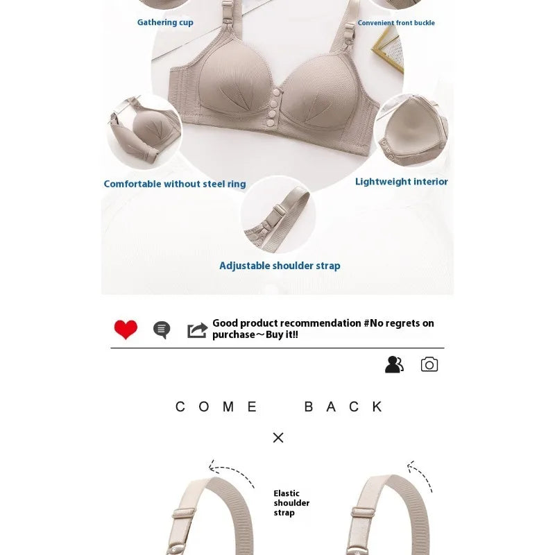 Push Up Bra - Large Size Front Buckle Wire Free Adjustable Strap Bra | Breathable Comfortable Women's Underwear