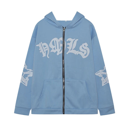 New Women's Street Style Hoodie with Foam Zipper European & American Fashion Casual Comfortable Fit Hooded Sweatshirt