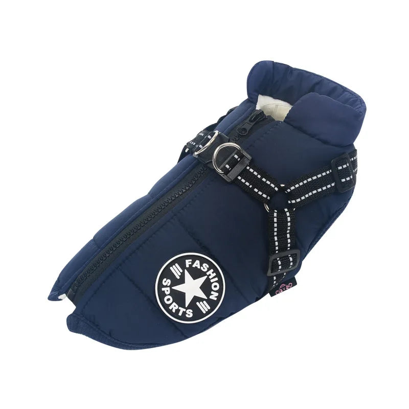 Winter Dog Clothes with Harness Waterproof Warm Pet Dog Cotton Jacket for Small Large Dogs Puppy Clothing French-Bulldog Coat