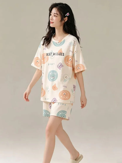 Sleepwear Set Women Short Pajamas for Women Women's Summer Pajamas Pajama Sets Pijama Woman Home Wear Panties Sleep Lounge