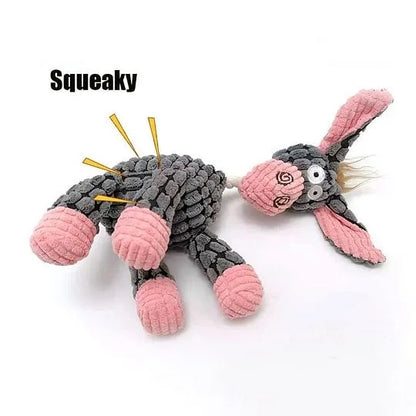 Plush Squeaky Puppy Chew Toys Interactive Teething Training Dog Toys for Small Dogs Cute Donkey Design