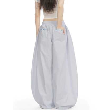 YIBASHU Yellow Baggy Parachute Pants Y2k Vintage Sweatpants Cargo Pants Harajuku Japanese 2000s Style Trousers Clothes Summer