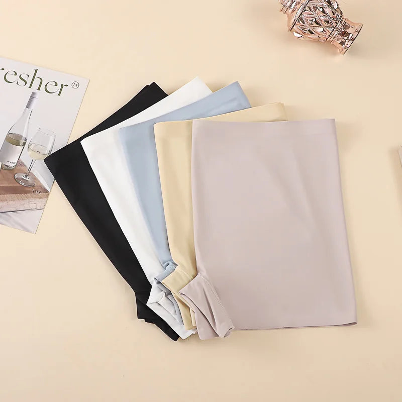 3Pcs Anti-See-Through Ice Silk Breathable Seamless Underwear Non-Curling Summer Women's Safety Pants