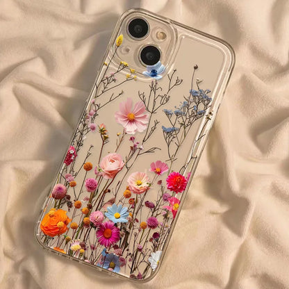 Clear Phone Case For Samsung S26 S25 Ultra S24 S23 S22 S21 A57 A37 A17 A07 A56 5G A36 A26 A16 A55 A54 A53 Pink Flower Soft Cover