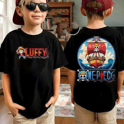 One Piece Japanese Anime Printed Men's T-Shirt Roronoa Zoro Boy Children's Harajuku Short Sleeve Kids Luffy T-shirt Clothing