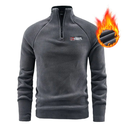 Autunm Winter Polar Fleece Sweatshirt for Men Thick Warm Stand Up Collar Half Zip Casual Base Layer Man Long Sleeve Sweater Man