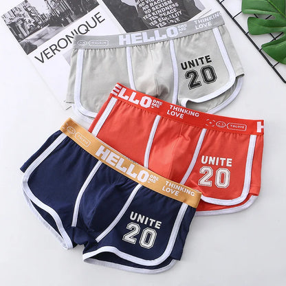 Men's Cotton Boxers - Comfortable Boxer Shorts Pack with Convex Pouch and Letter Pattern
