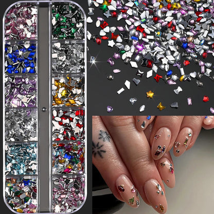 Ocean Gold Nail Art Charms - 3D Shell Seahorse Starfish Pearl Gems Studs