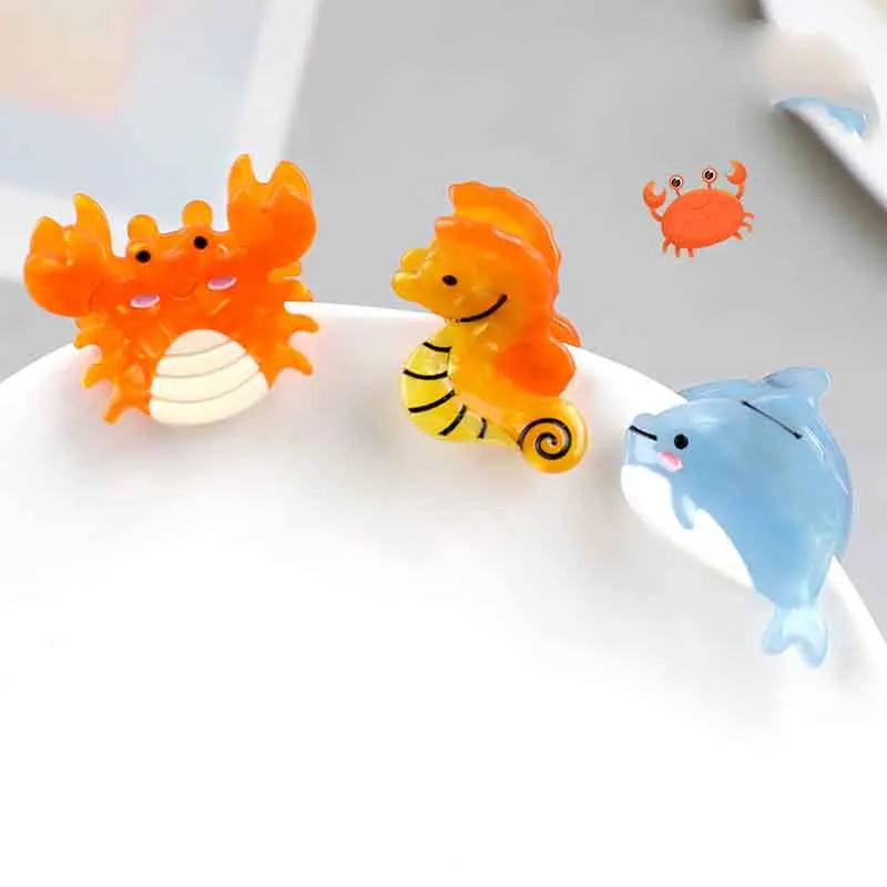 8/6/4Pcs Acetate Ocean Animal Hair Clips Summer Beach Non-Slip Hair Claws Crab Starfish Whale Hair Accessories for Women Girl