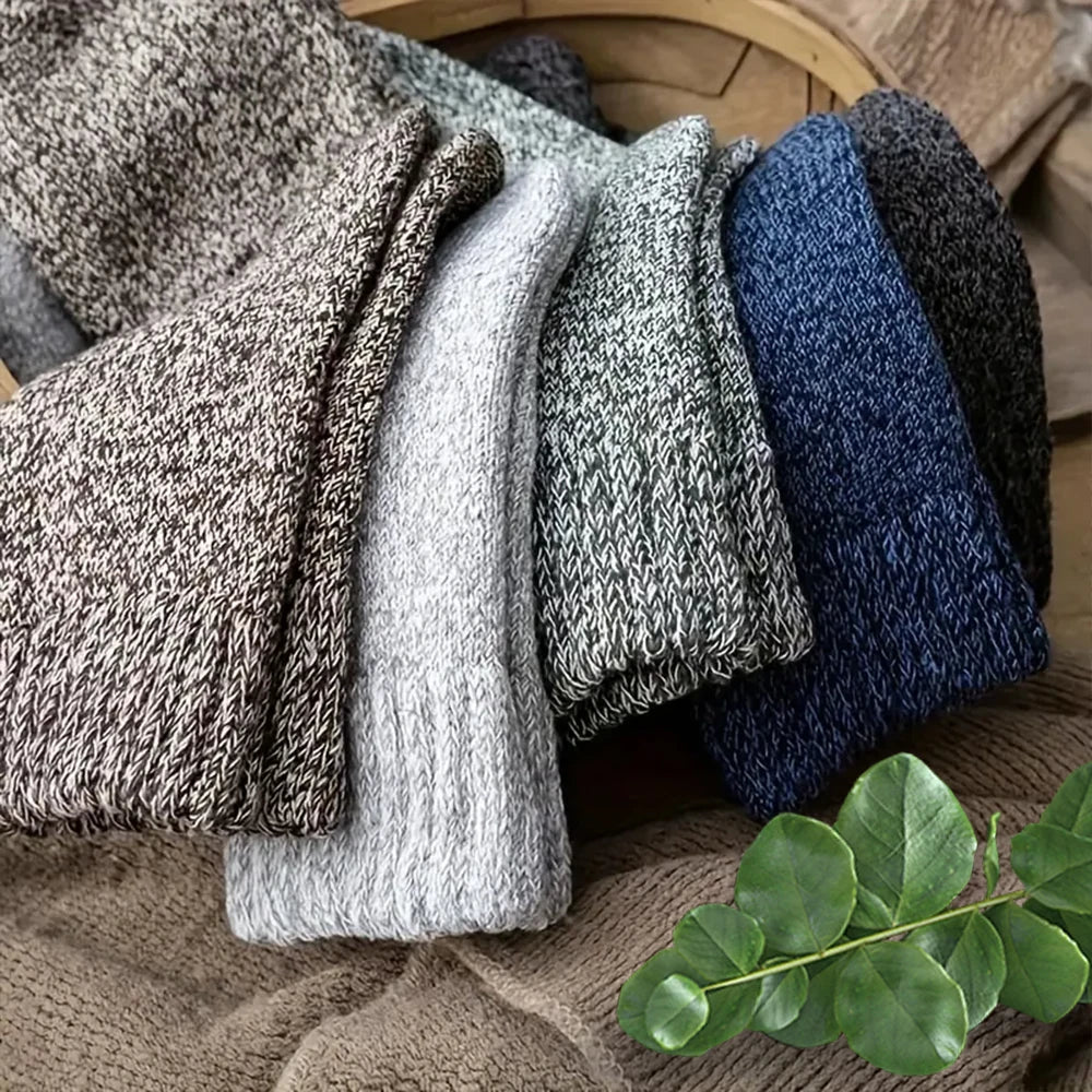 Mens Solid Color Winter Socks - Soft Comfortable Casual 3515 Pairs - ZOOMNSTORE