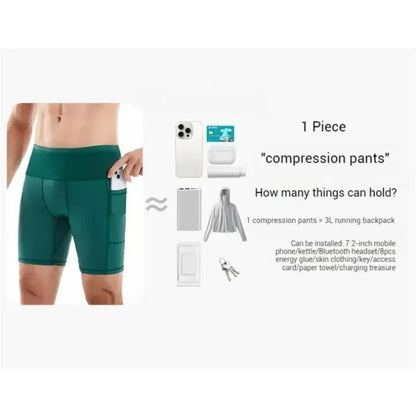 Summer New  Men's 3.0 Multipocket Compression Shorts Quick Dry Marathon Running Jogging Cycling Fitness Exercise Tight Shorts