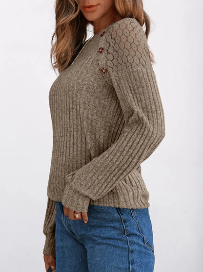 2025 New Autumn Women's Blouses Elegant Fashion Lace Hollow Out Patchwork Button Shirts Loose Casual Long Sleeve Pullover Tops