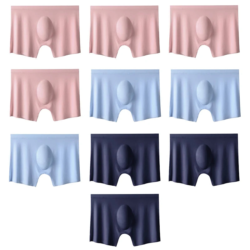 Mens Ice Silk Boxers - 10 Pcs Ultra-Thin Seamless Breathable Underwear