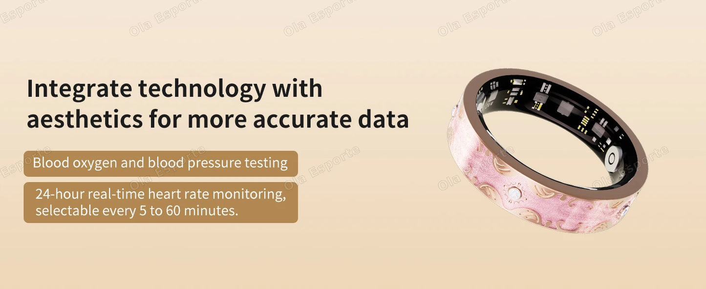 New Diamond Fashion Various Colors Available Women Smart Ring With Box Waterproof Lady ring Heart Rate Health Monitor Sport Ring