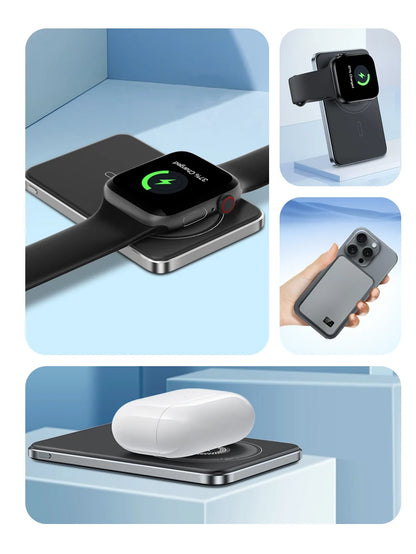 New Ultra thin Alloy Powerbank Magnetic Power Bank Wireless Fast Charger For Magsafe Backup battery For iWatch Serise iPhone 16
