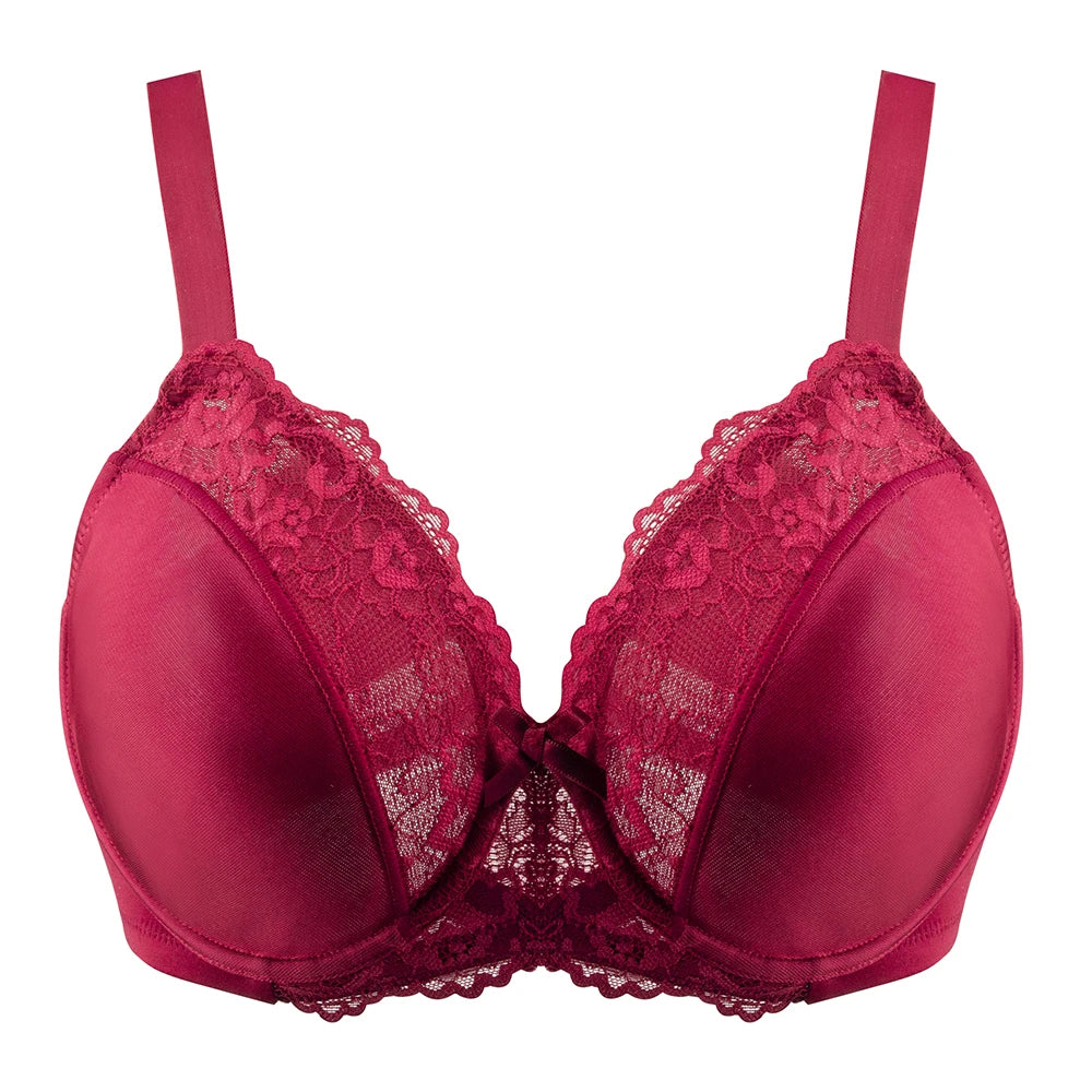 Sheroine Underwire Women Bras Lace Floral Minimizer Full Coverage Non Padded Unlined Everyday Comfort Support T-Shirt Bra