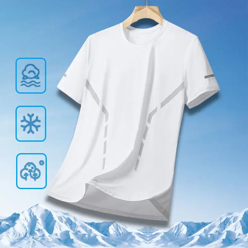 Men's Ice-Silk T-Shirt – Quick-Dry Breathable Round-Neck Tee (Plus Size)