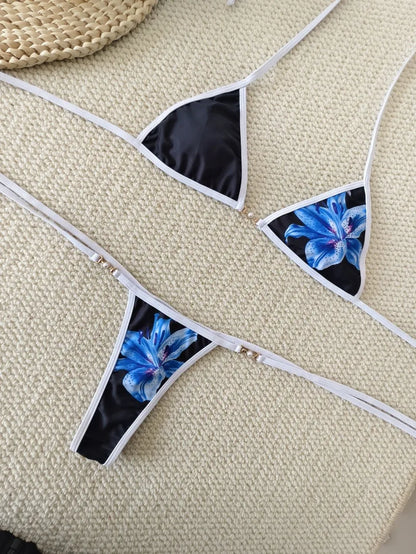 Sexy Thong Bikini - Micro Bikinis Two Piece Swimwear Set | Striped Print Beach Bathing Suit