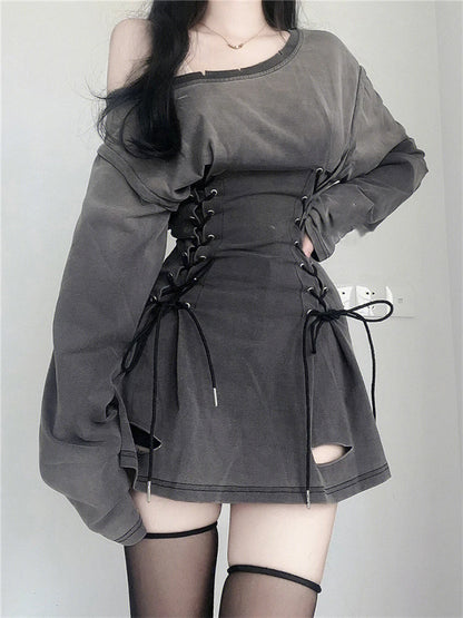 Goth Corset Dress - Fairycore Grunge Bandage Slim Fit Summer Mini Dress